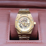 Audemars Piguet Style Royal Oak Skeleton Watch – Men's Rose Gold & Openworked Dial Watch