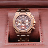 Audemars Piguet Style Royal Oak Chronograph Watch – Men's Rose Gold & Brown Dial Watch