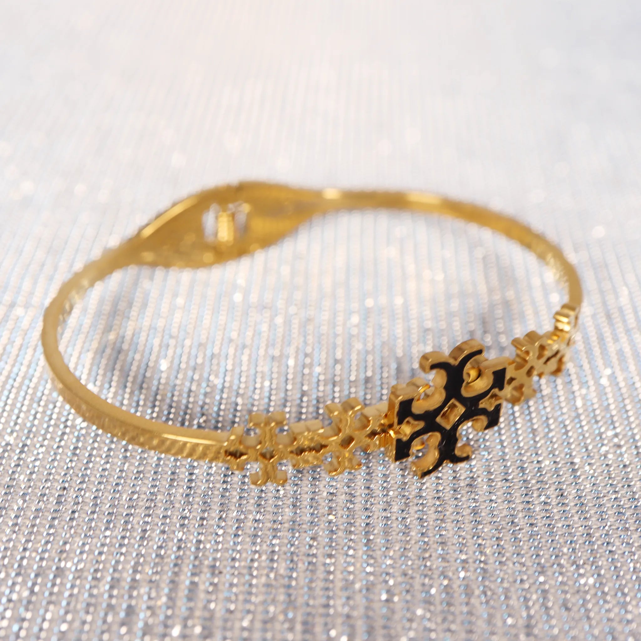 Tory Burch floral Gold Bangle for sale
