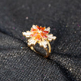 Sparkling Gold Ring with Shiny Gems Elegant Women’s Jewelry