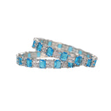 beautiful silver bangles with aqua stones
