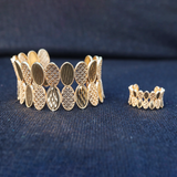 gold bracelet with ring set