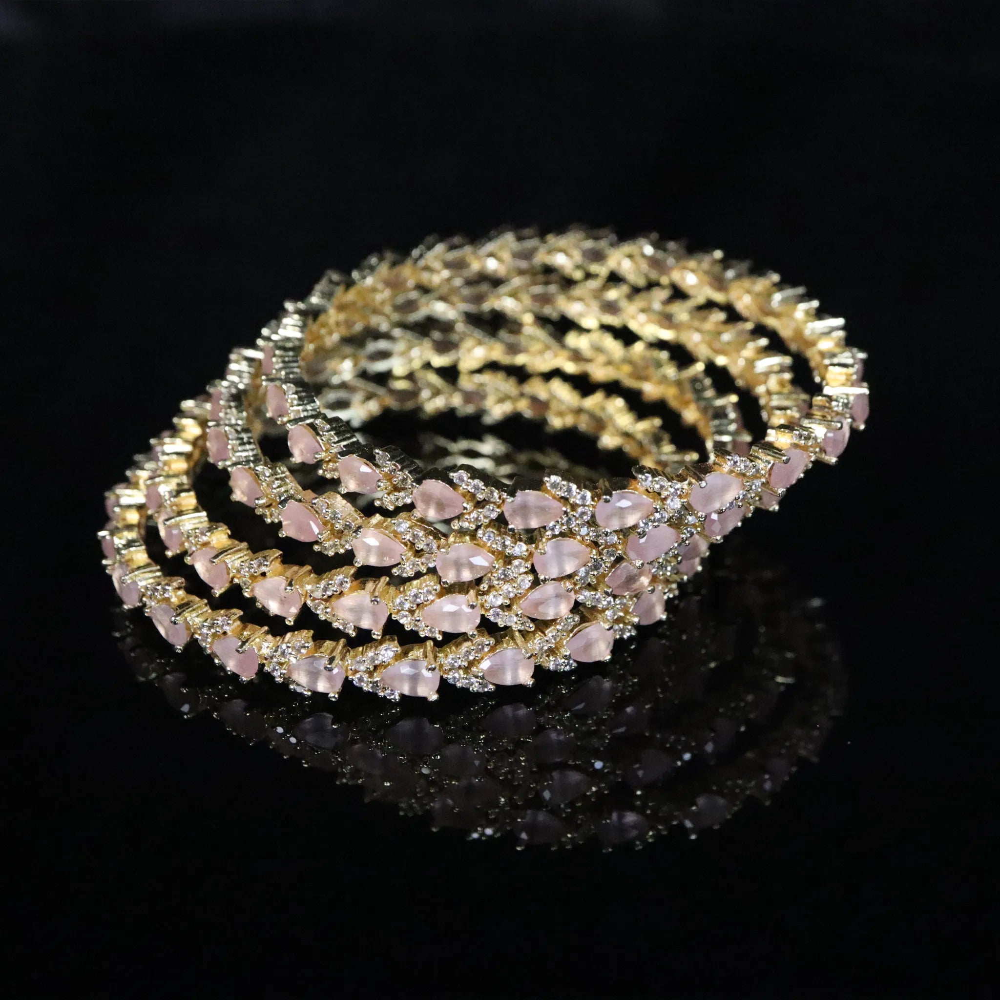 Rose Quartz Teardrop Bangles