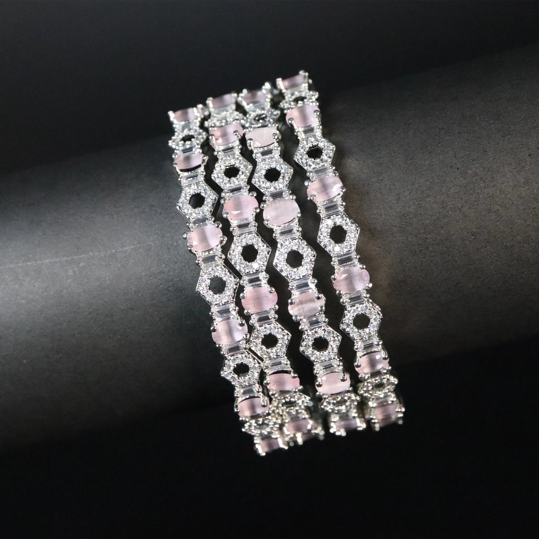 latest soft pink stone bangles for girls