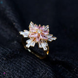 Sunburst Gold Ring with Crystals Unique and Trendy Jewelry