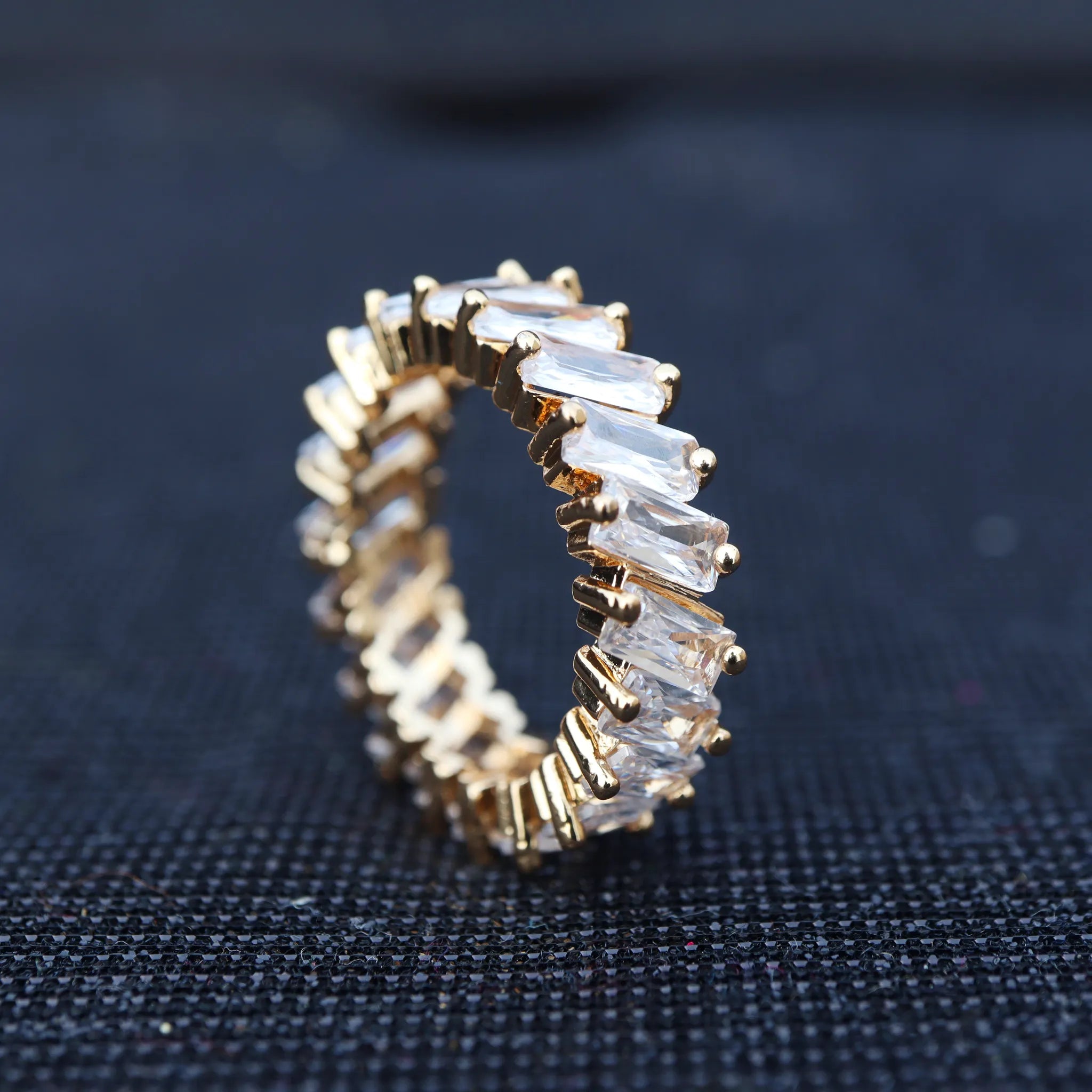 Gold Band with Crystal Accents