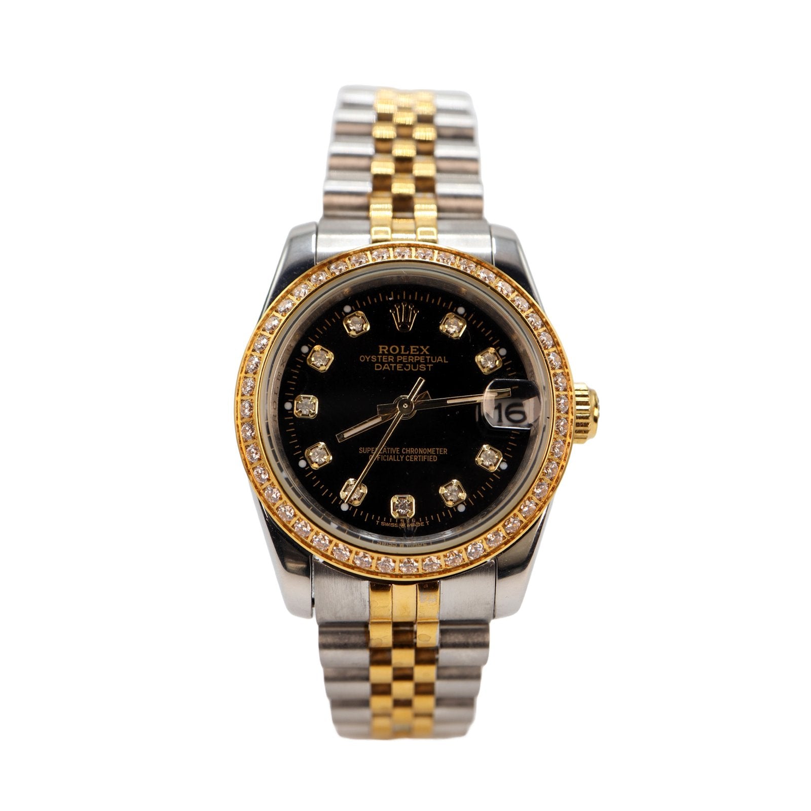 rolex oyster perpetual datejust gold diamond studded bezel 5