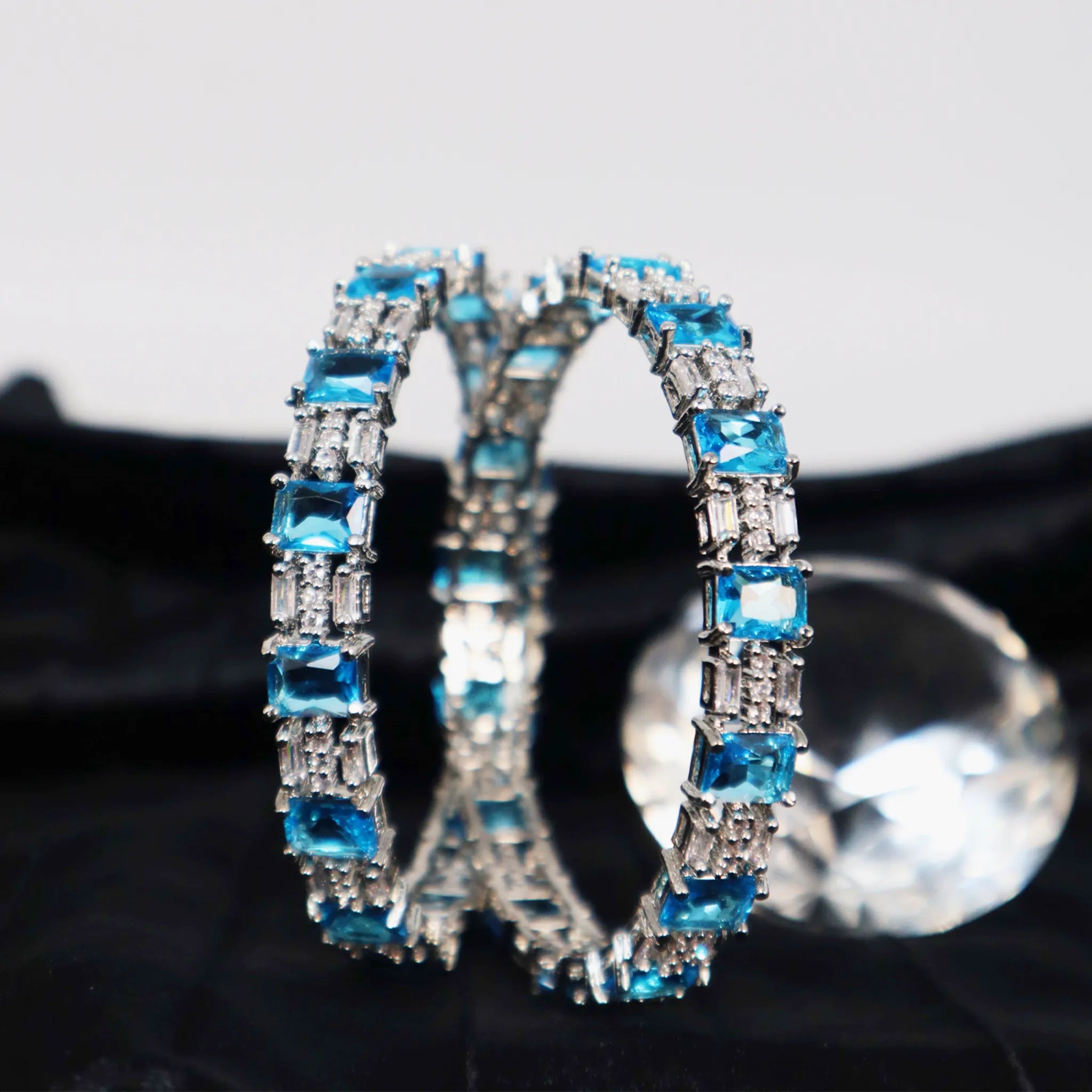 silver bangles with saphire stones in pakistan