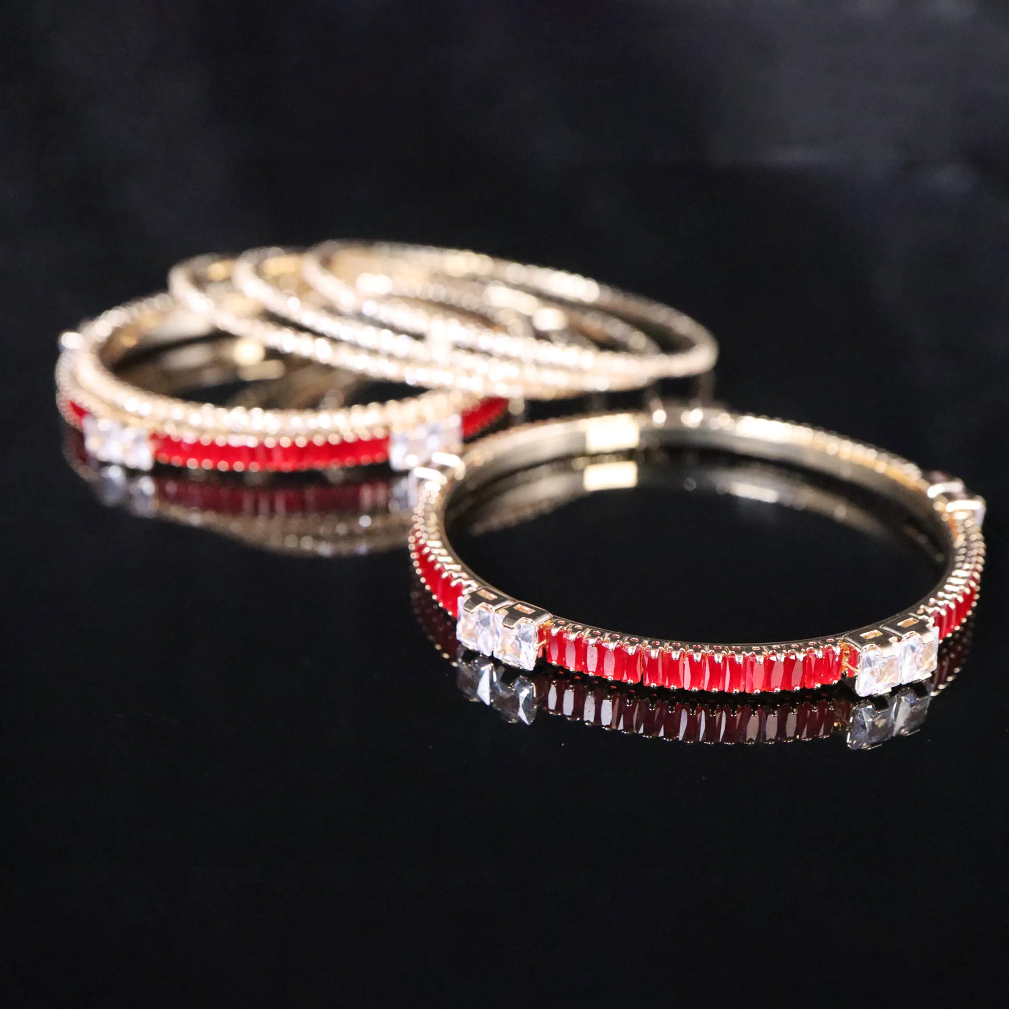 silver bangles with stones