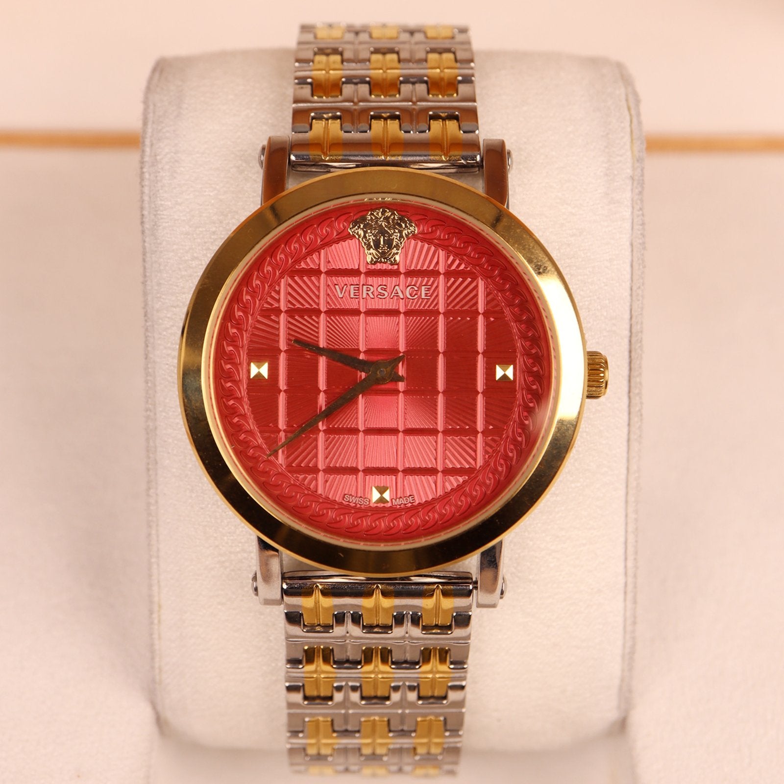 versace red dial two tone watch 5
