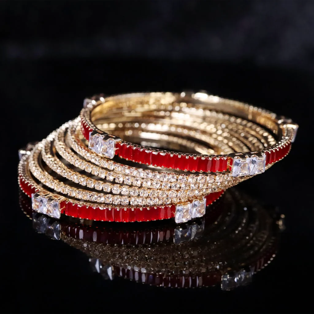 Red stones bangles