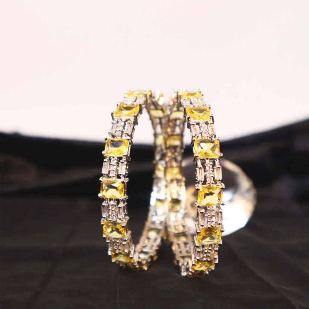 bangles with silver and lime embelishments
