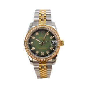 rolex oyster perpetual datejust gold and diamond accents1