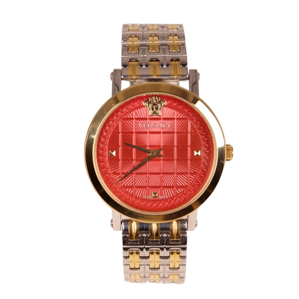 versace red dial two tone watch 1