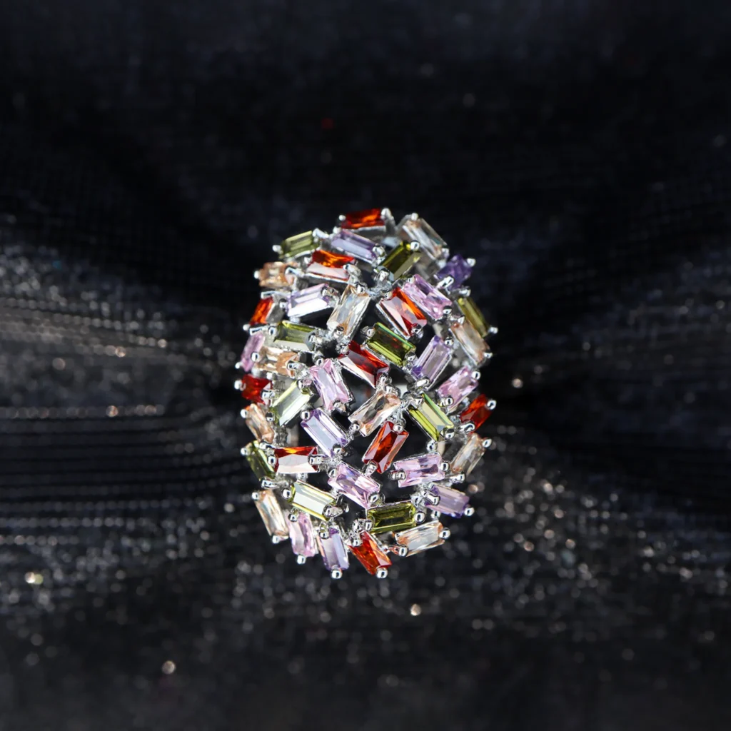 Vibrant Multicolor Gemstone Dome Gold Ring
