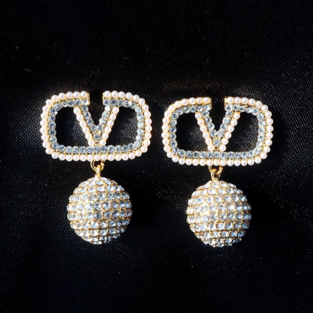 Pearl-Accented Crystal Ball Earrings