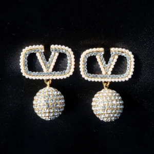 Pearl-Accented Crystal Ball Earrings