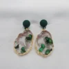 Green Gem Resin Drop Earrings-