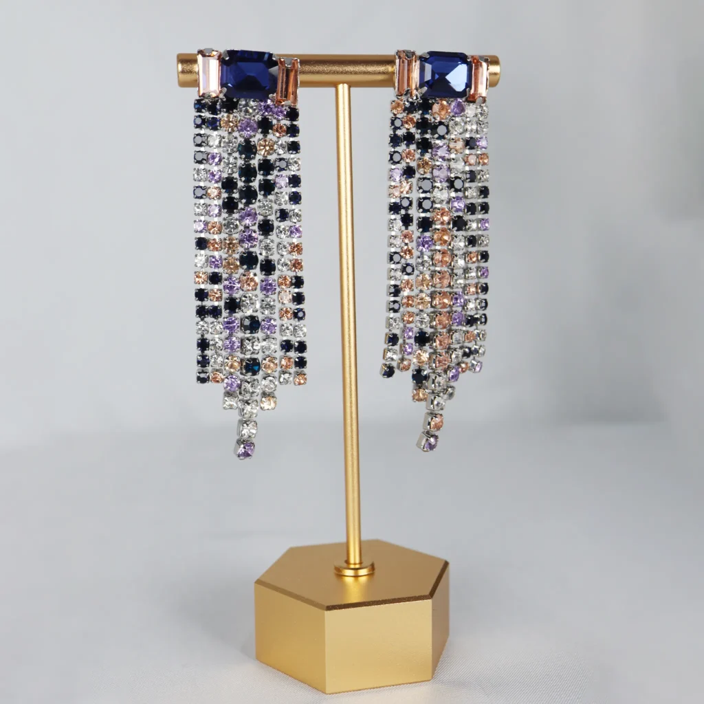 Multicolored Crystal Fringe Earrings