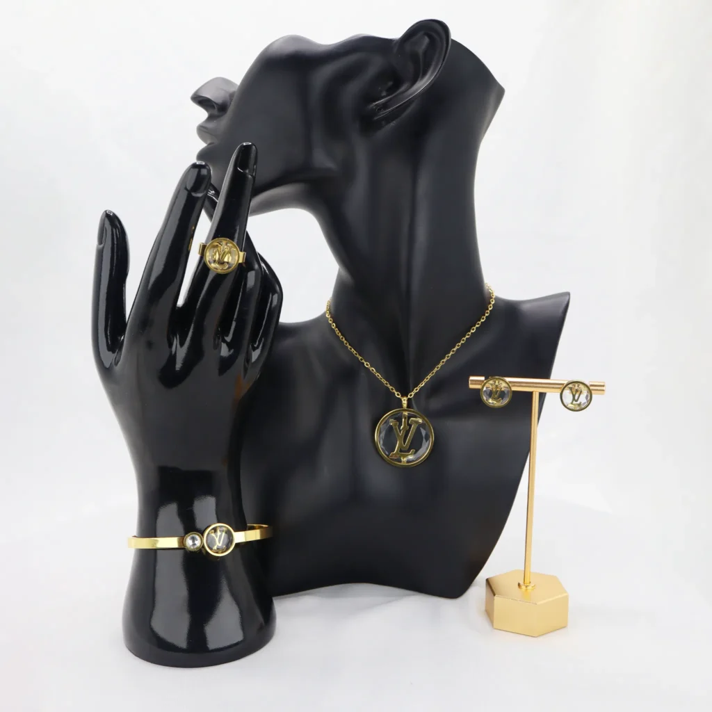 Elegant Gold-Plated Monogram Jewelry Set