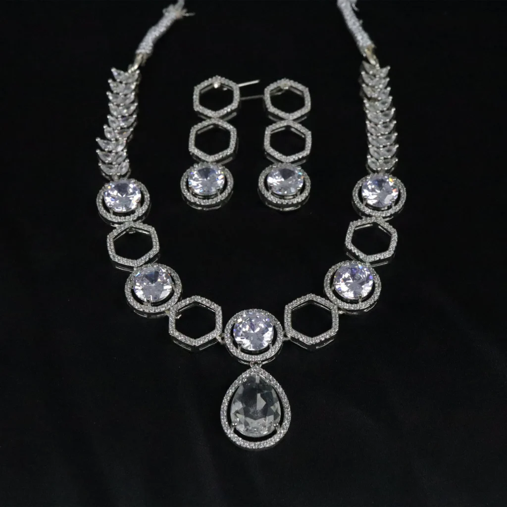 Hexa Elegance Crystal Necklace Set