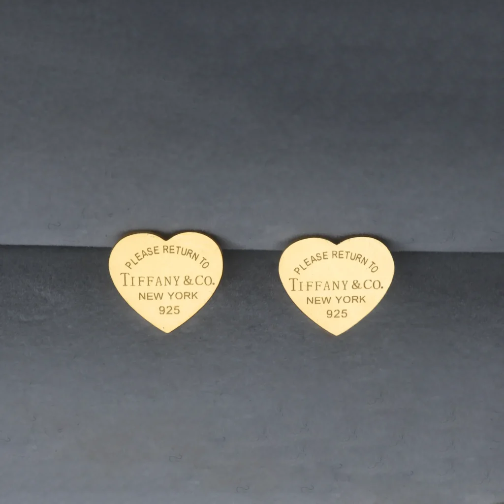 Tiffany & Co. Heart Tag Stud Earrings - Gold Tone