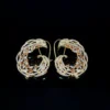 Golden Floral Crescent Hoop Earrings