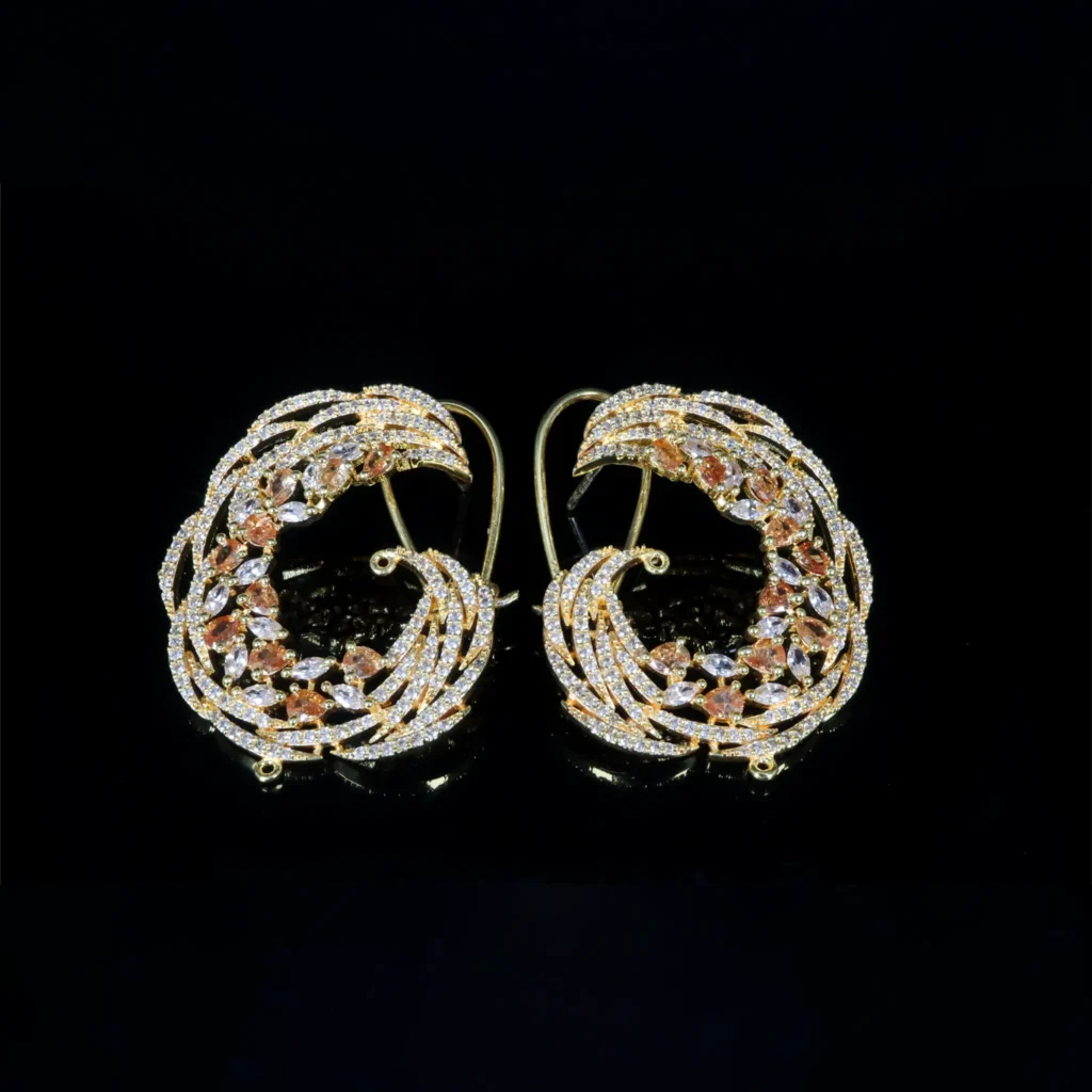 Golden Floral Crescent Hoop Earrings